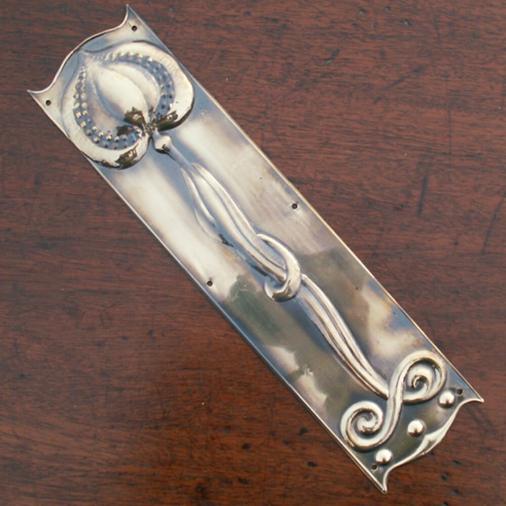 Art Nouveau Finger Plate - Brass or Nickel