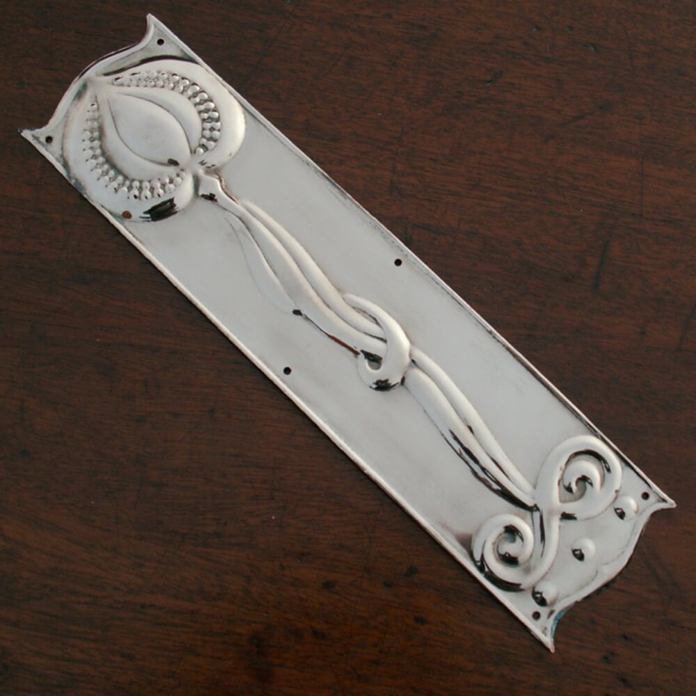 Art Nouveau Finger Plate - Brass or Nickel