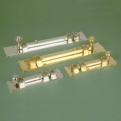 Arts and Crafts Door Bolts - Brass or Nickel