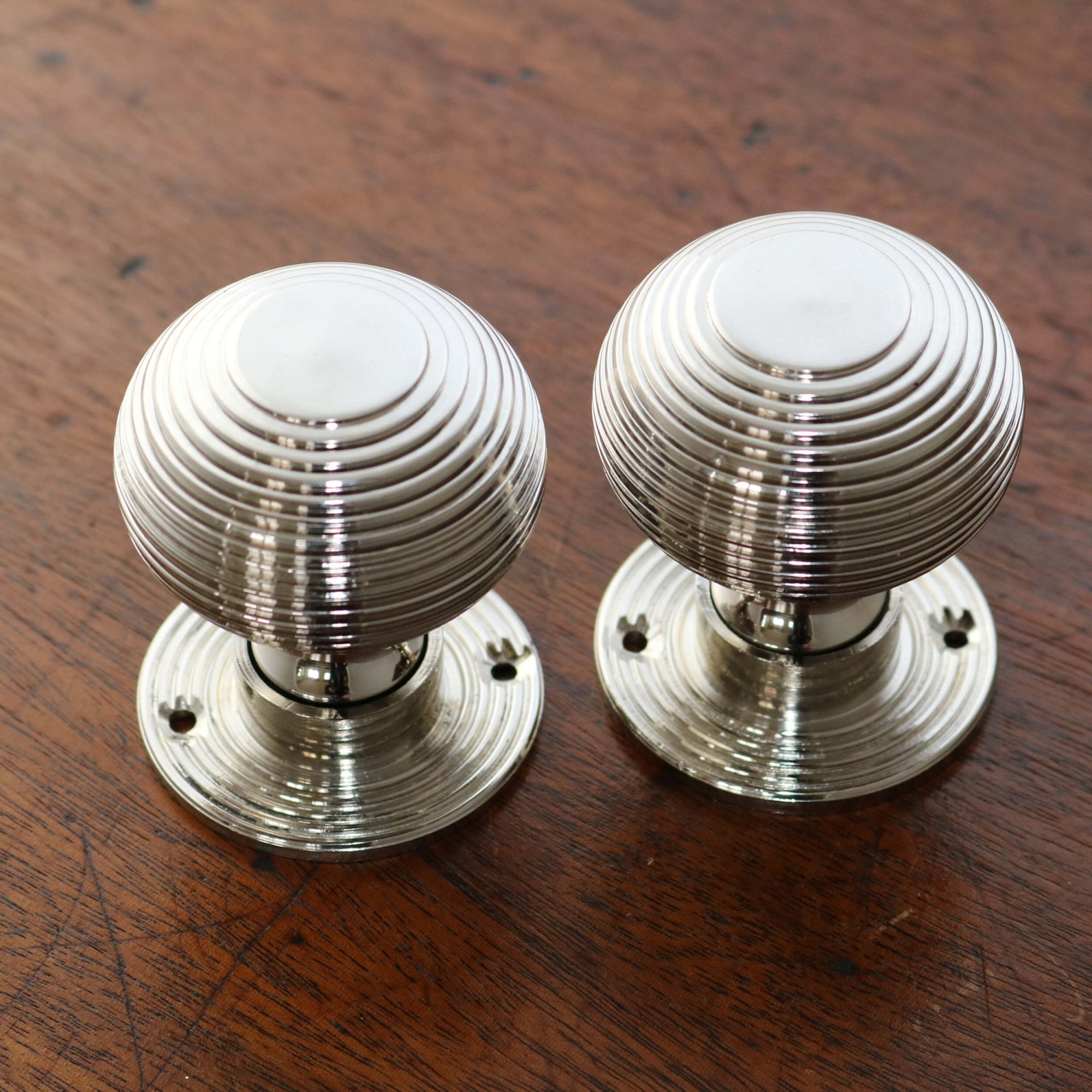 Beehive Door Knobs - Polished Nickel
