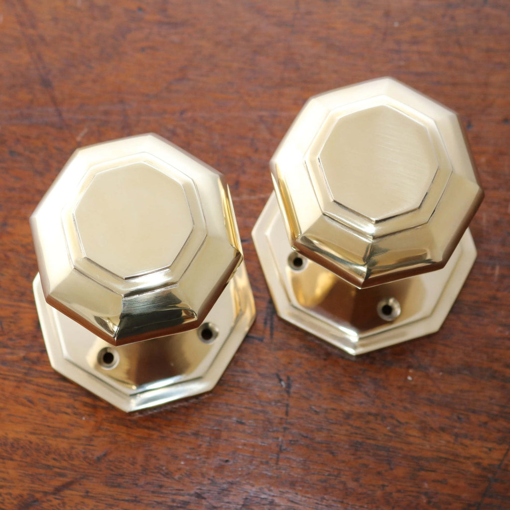 Brass Octagonal Mortice Door Knobs