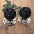 Ebony Beehive Door Knobs - Nickel Rose