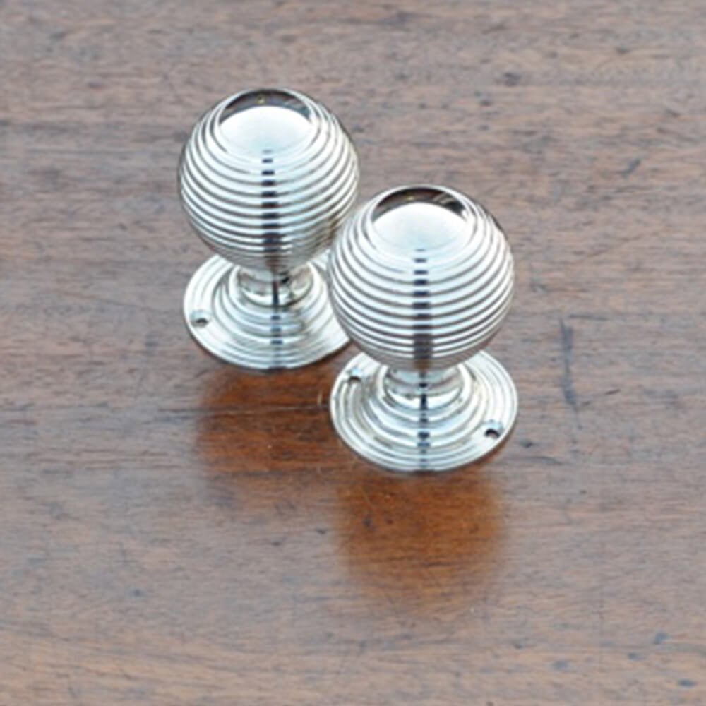 Large Beehive Door Knobs - Polished Nickel