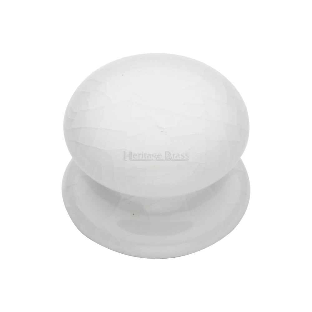 White Crackle Porcelain Cabinet Knob