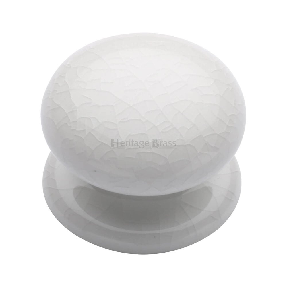 White Crackle Porcelain Cabinet Knob