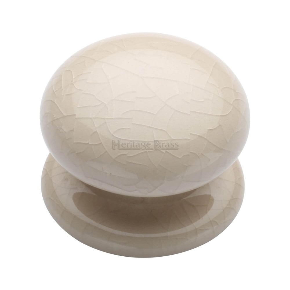Cream Crackle Porcelain Cabinet Knob