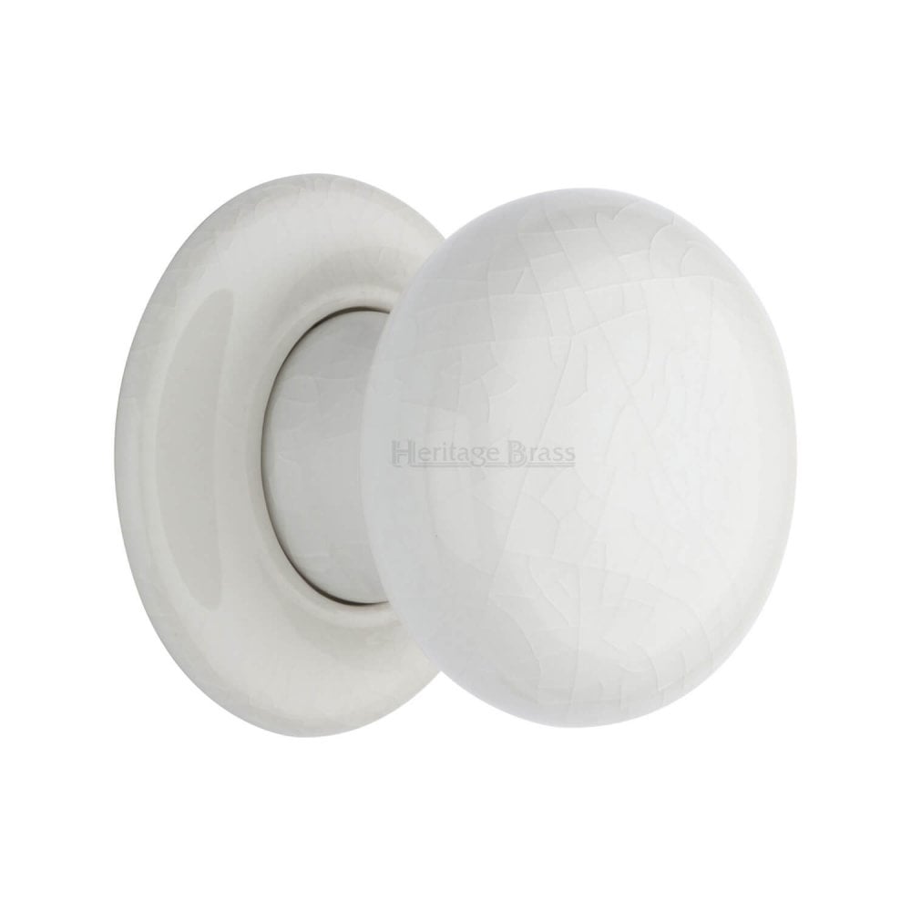 White Crackle Porcelain Door Knob