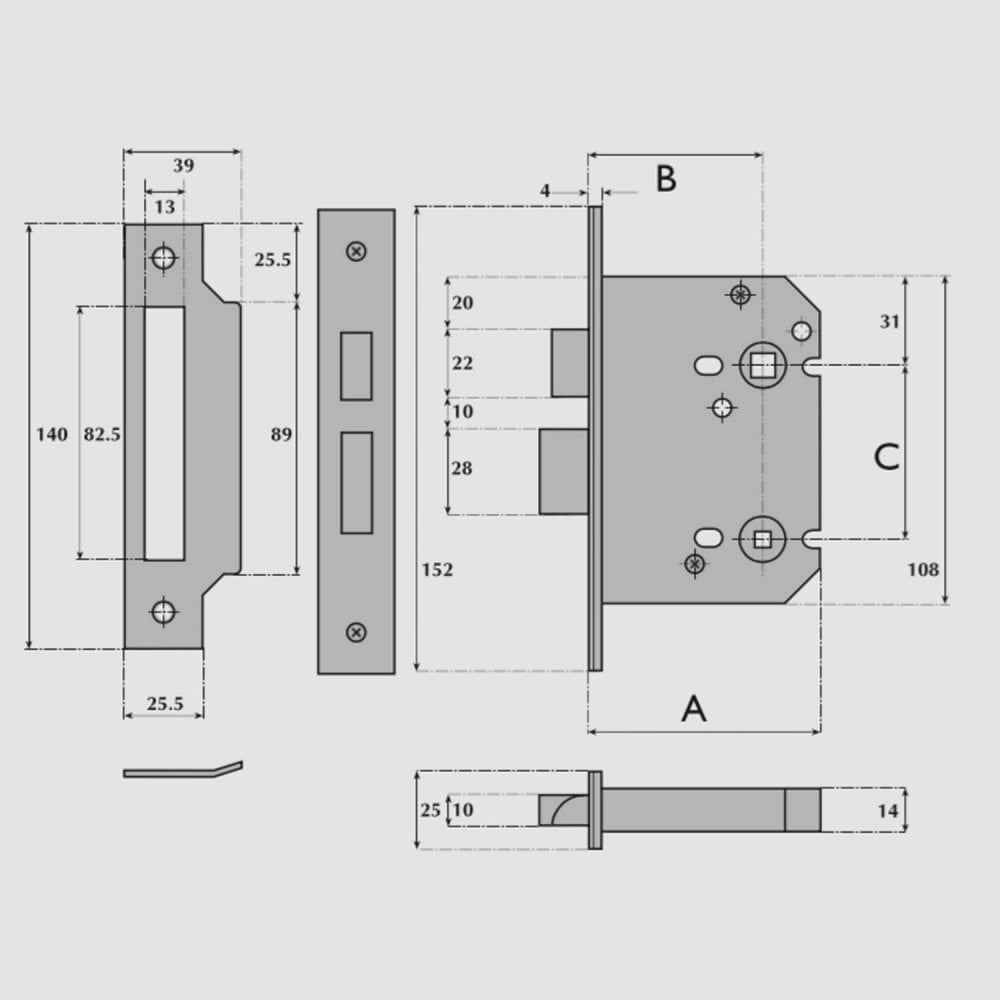 Bathroom Mortice Sashlock (UK)