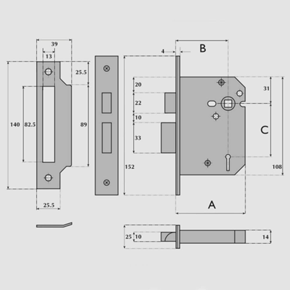 3 Lever Mortice Sashlock (UK)