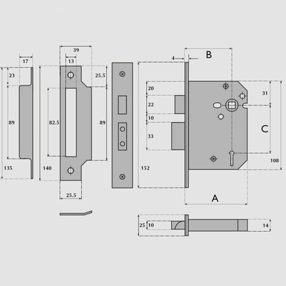 5 Lever Sashlock (UK) - 101mm
