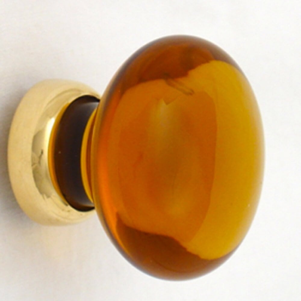 Handmade Amber Smooth Bun Cupboard Knob