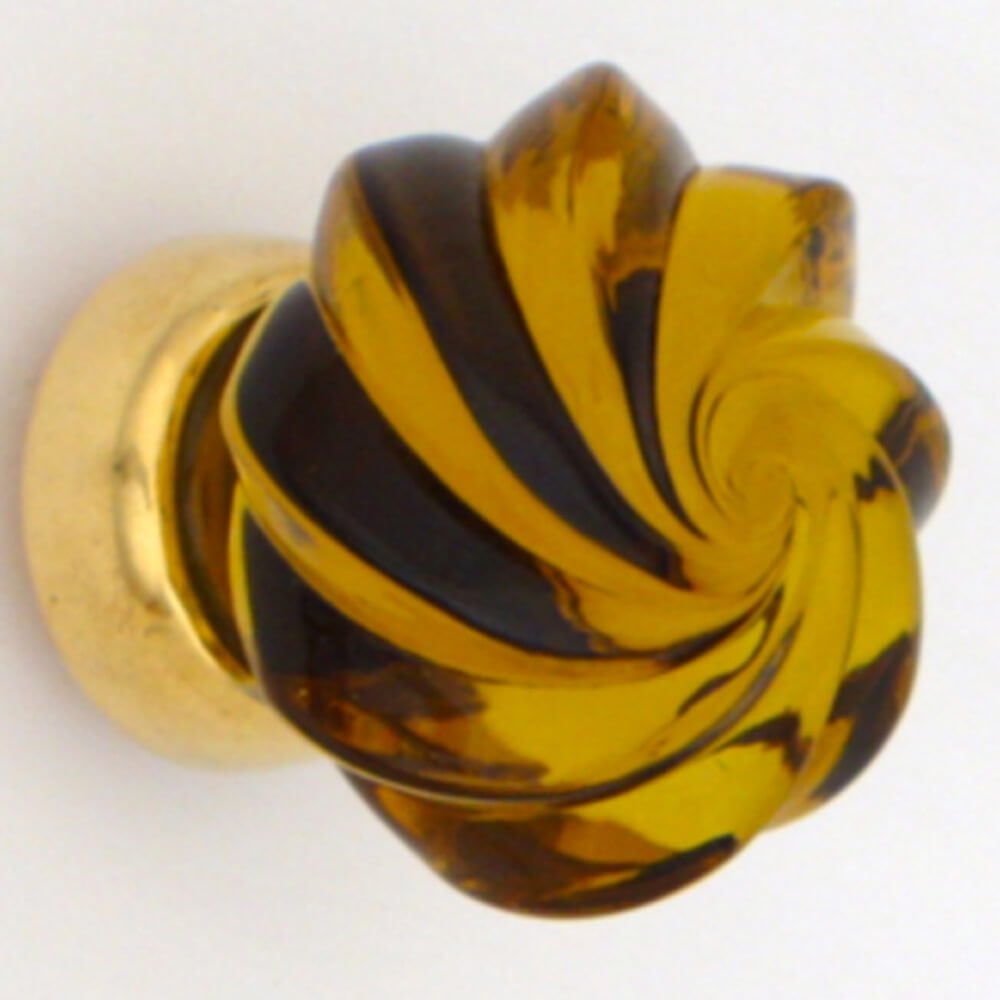 Handmade Amber Whirl Cupboard Knob