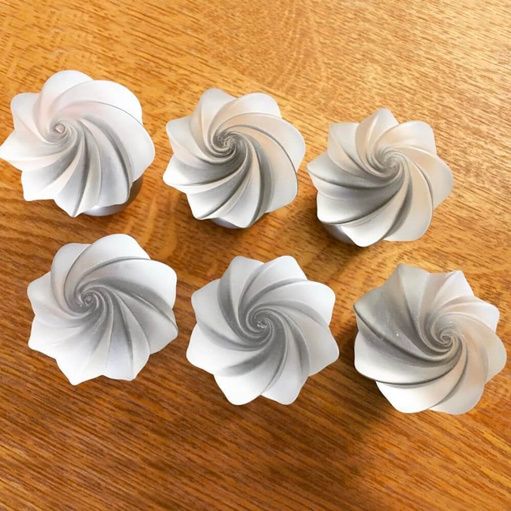 Handmade Frosted Clear Whirl Cupboard Knob