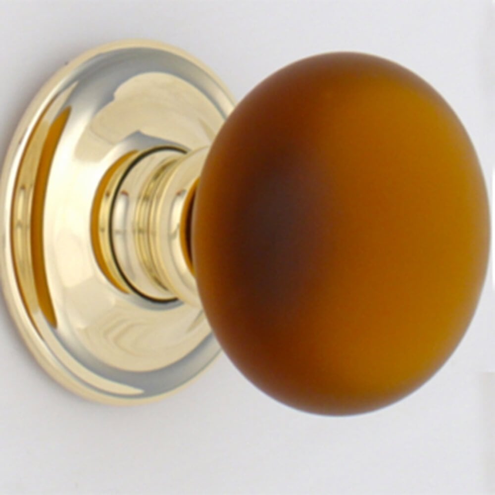Frosted Amber Handmade Glass Smooth Bun Knobs