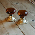 Handmade Glass Amber Smooth Bun Door Knobs