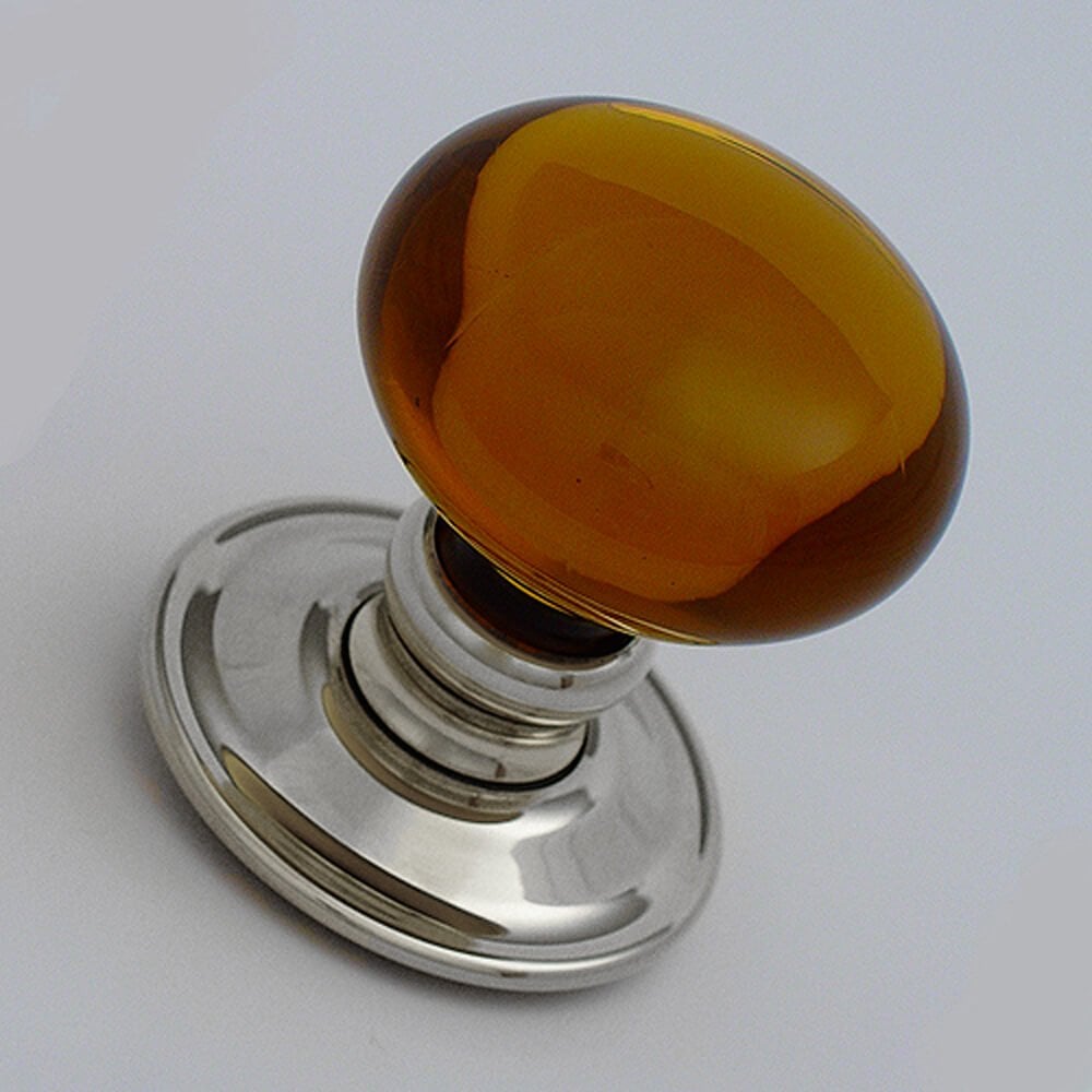 Handmade Glass Amber Smooth Bun Door Knobs