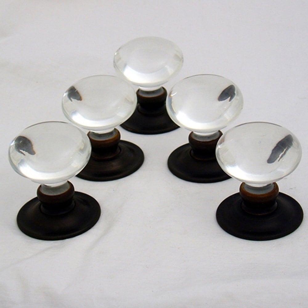 Handmade Glass Clear Smooth Bun Door Knobs