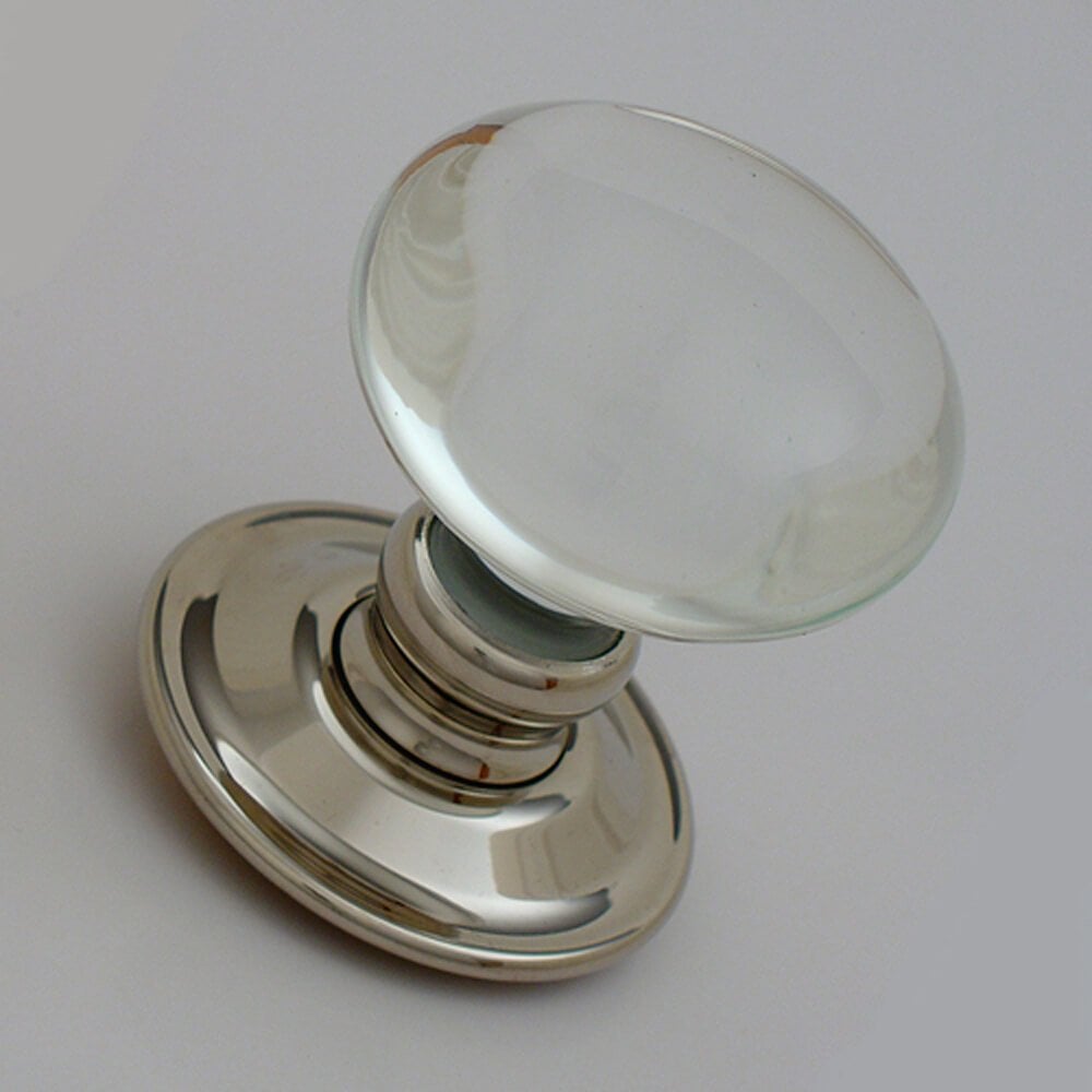 Handmade Glass Clear Smooth Bun Door Knobs