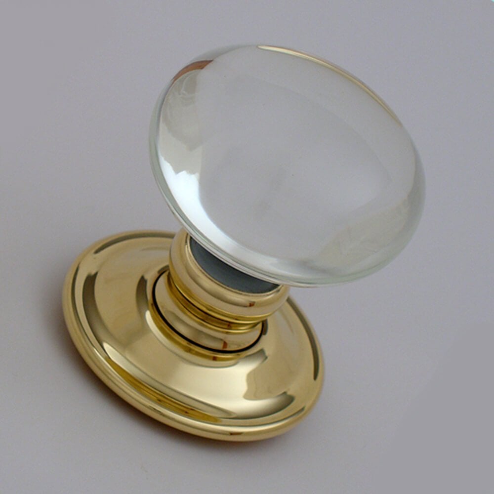Handmade Glass Clear Smooth Bun Door Knobs