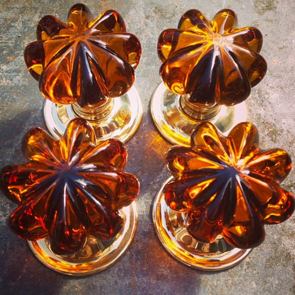 Amber Daisy Handmade Glass Door Knobs