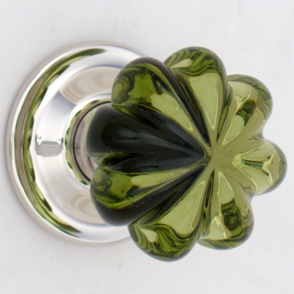 Peridot Daisy Handmade Glass Door Knobs