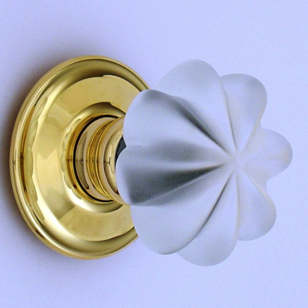 Frosted Clear Daisy Handmade Glass Door Knobs
