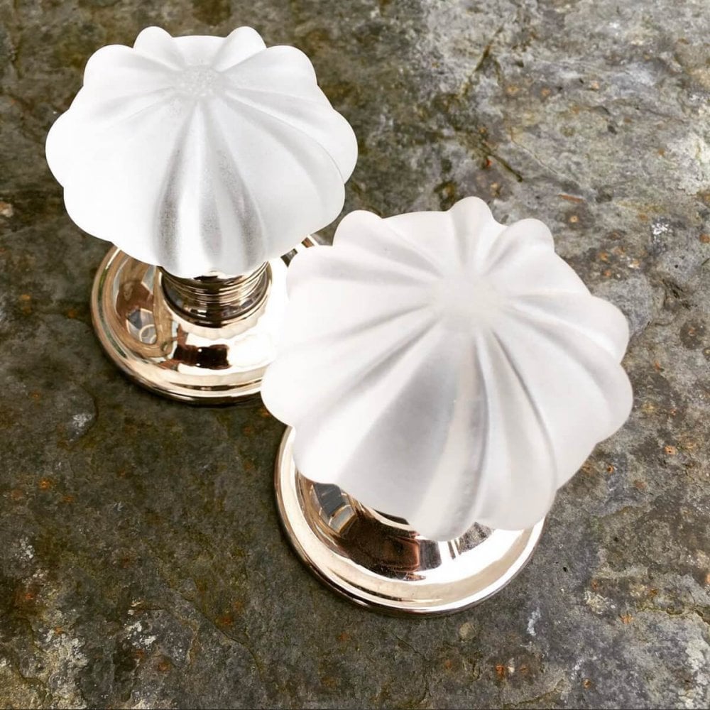 Frosted Clear Pumpkin Handmade Glass Door Knobs