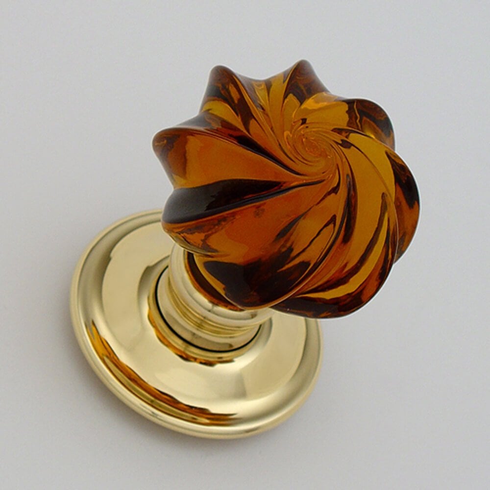 Amber Whirl Handmade Glass Door Knobs