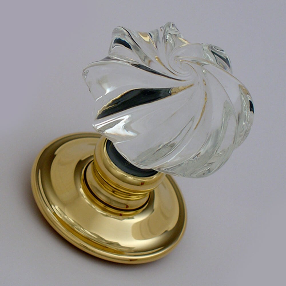 Clear Whirl Handmade Glass Door Knobs
