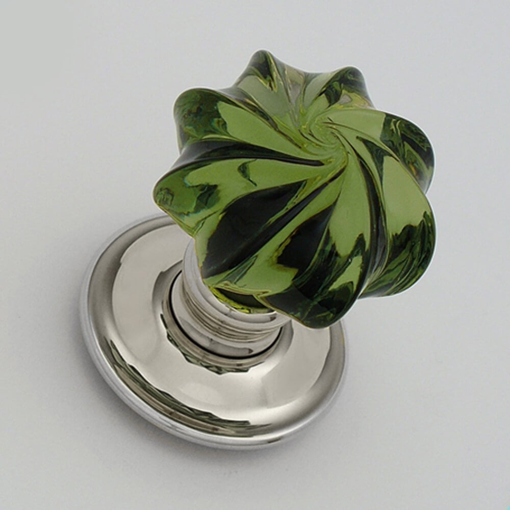 Peridot Whirl Handmade Glass Door Knobs