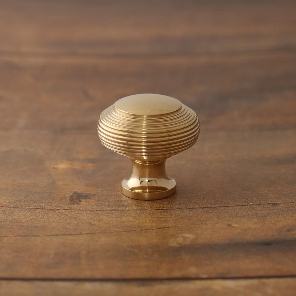 Hatton Reeded Cabinet Knob - Unlacquered Brass