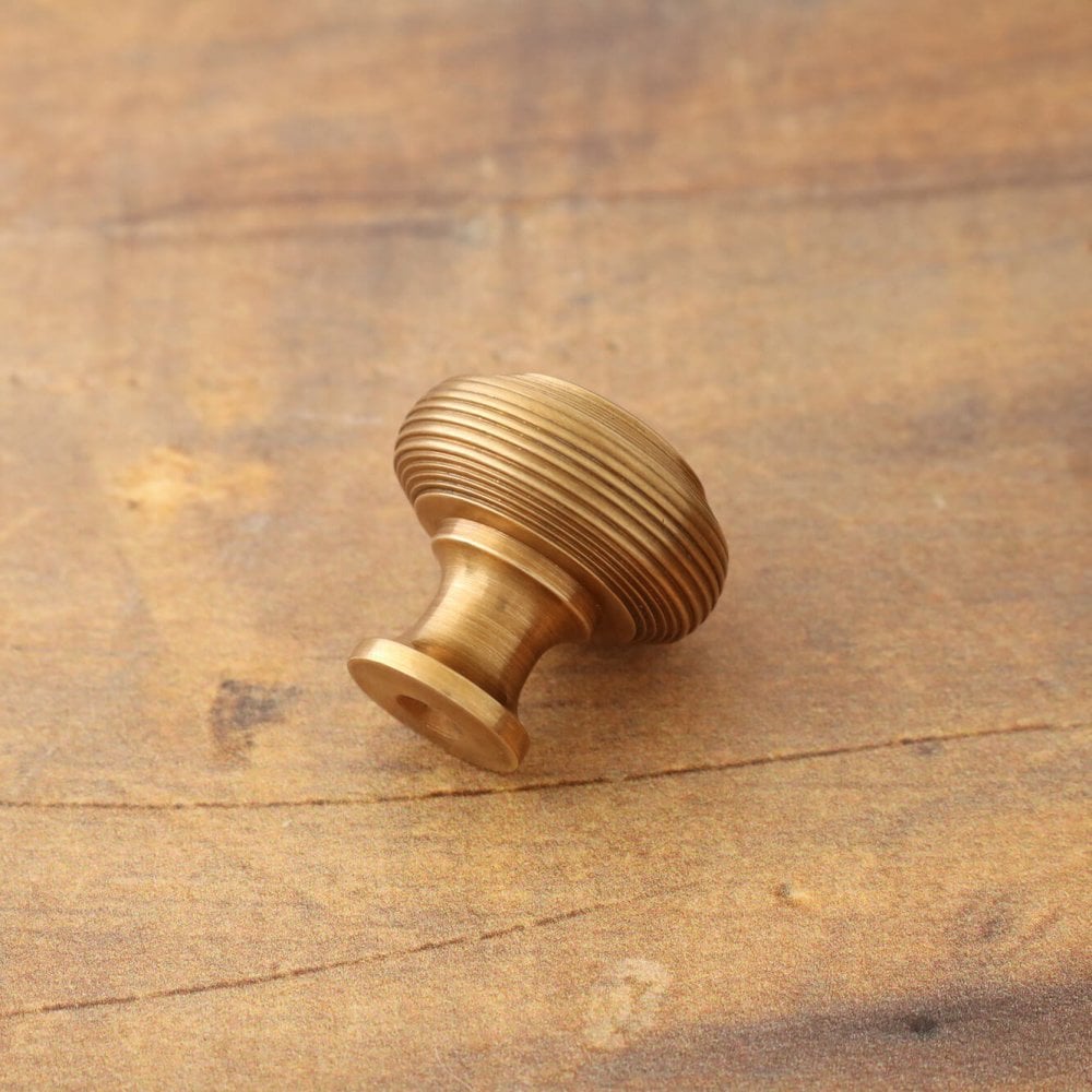 Hatton Reeded Cabinet Knob - Aged Brass