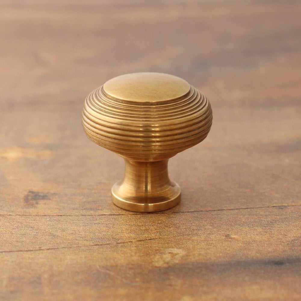 Hatton Reeded Cabinet Knob - Aged Brass