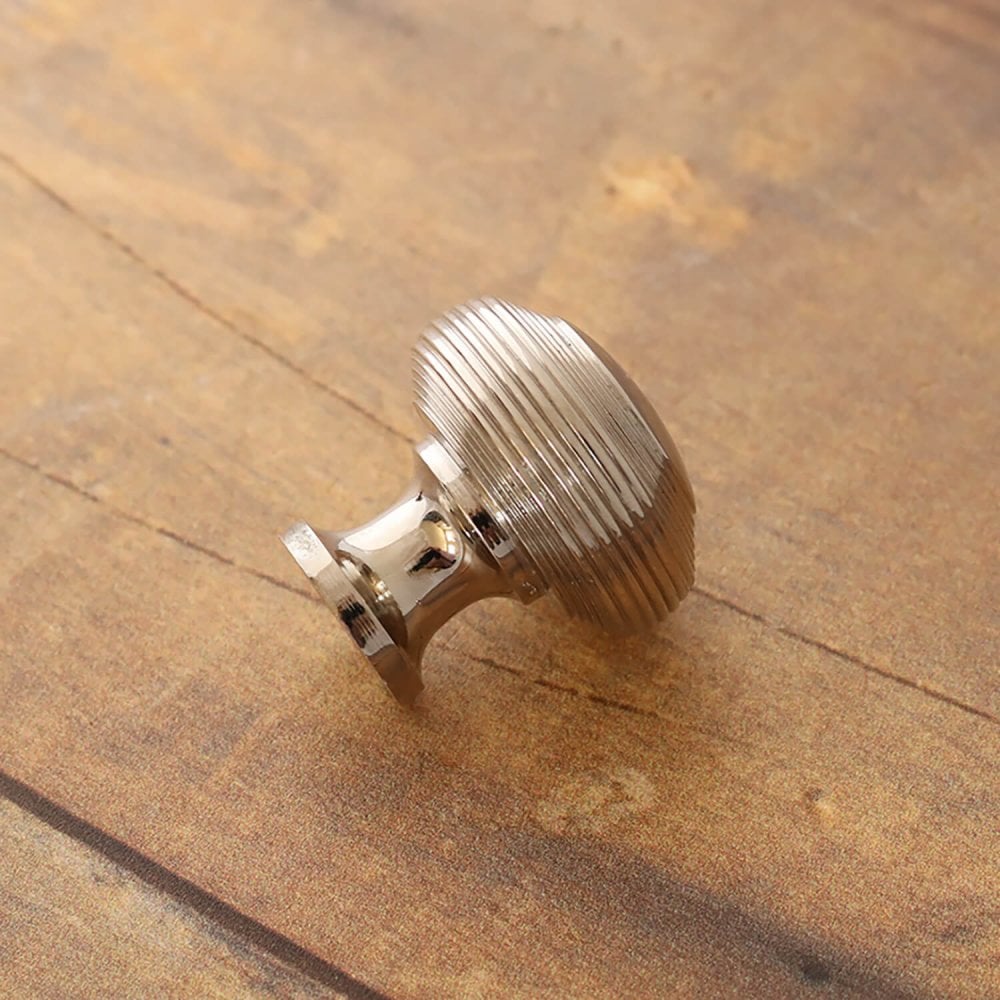 Hatton Reeded Cabinet Knob - Polished Nickel