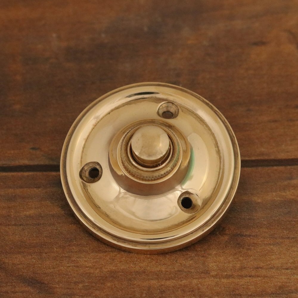 Round Victorian Brass Bell Push