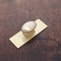 Monroe Oval Cupboard Knob on Small Backplate - Satin Brass
