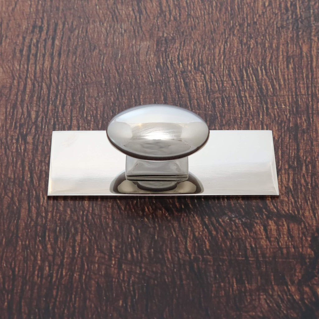 Polished Nickel Monroe Oval Cupboard Knob on Small Backplate