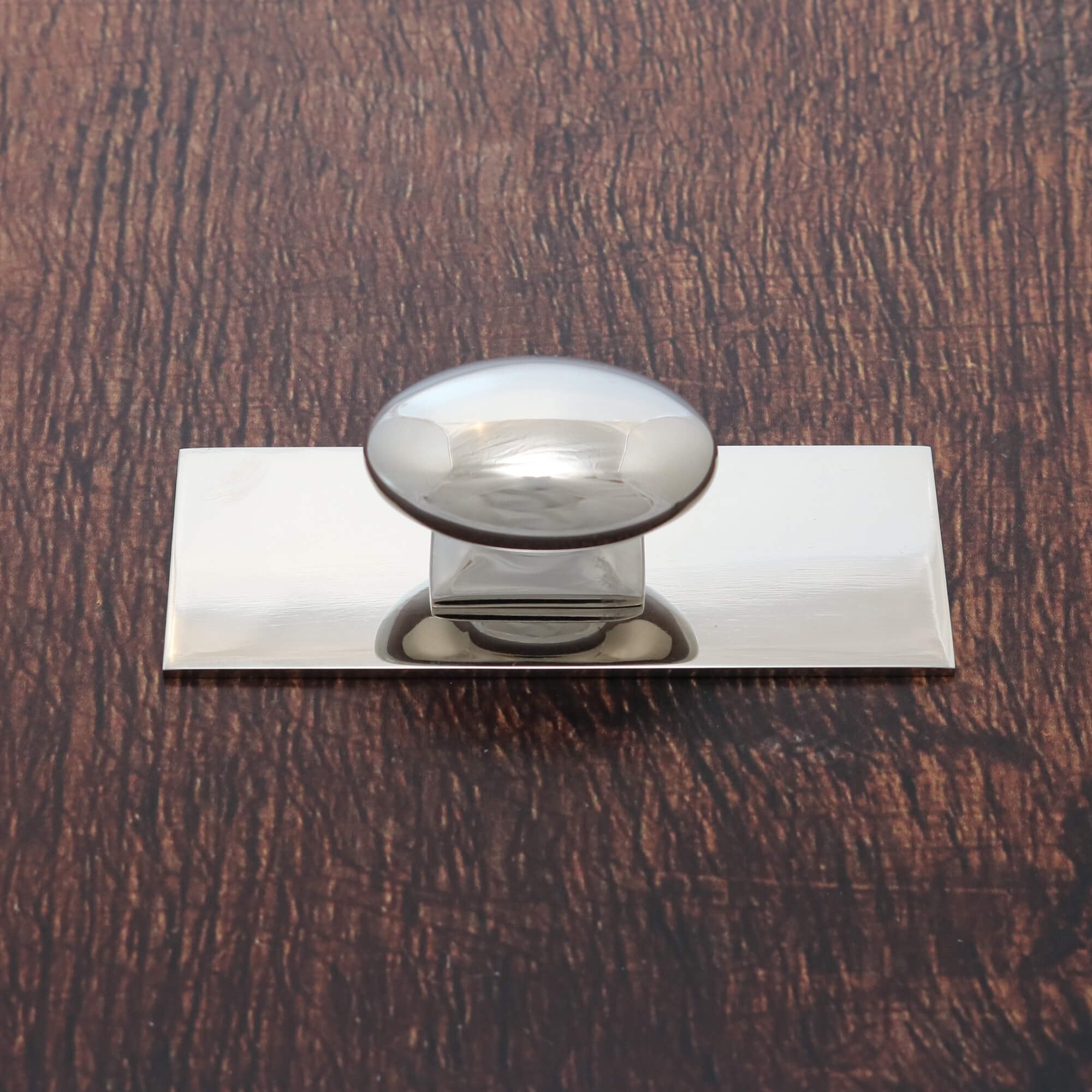 Polished Nickel Monroe Oval Cupboard Knob on Small Backplate