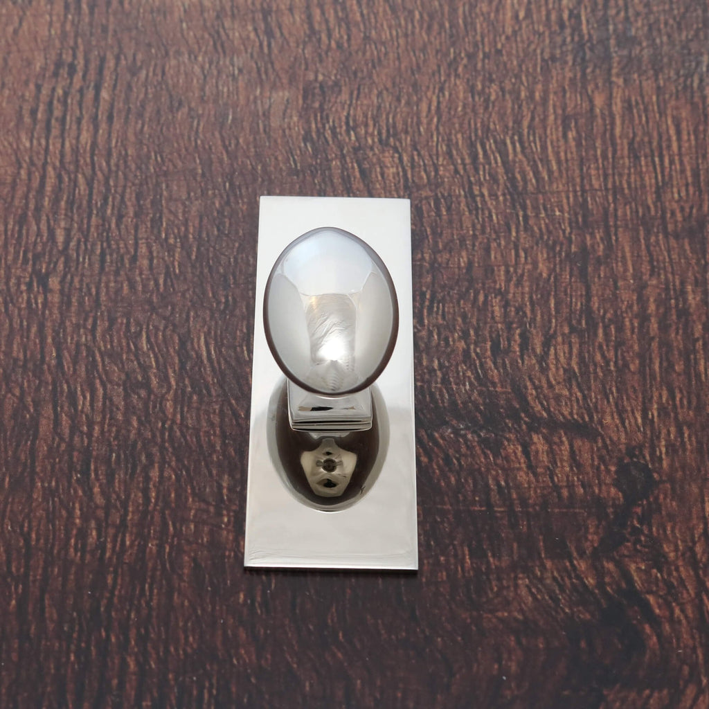 Polished Nickel Monroe Oval Cupboard Knob on Small Backplate