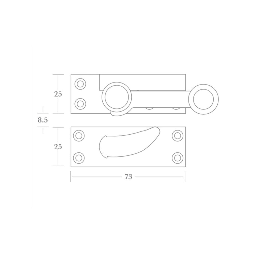 Ball Finial Quadrant Arm Sash Fastener