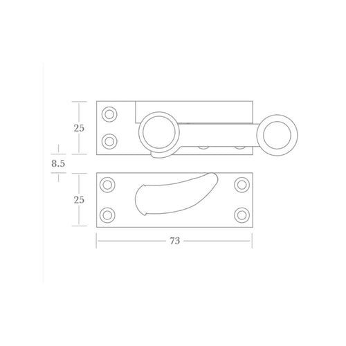 Ball Finial Quadrant Arm Sash Fastener