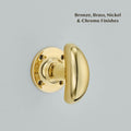 Crescent Door Knob on a Round Rose