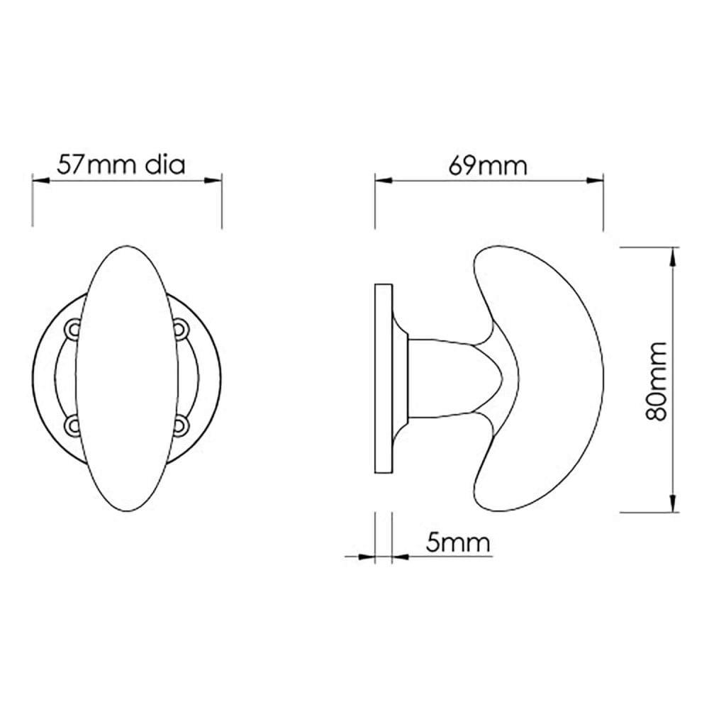 Crescent Door Knob on a Round Rose