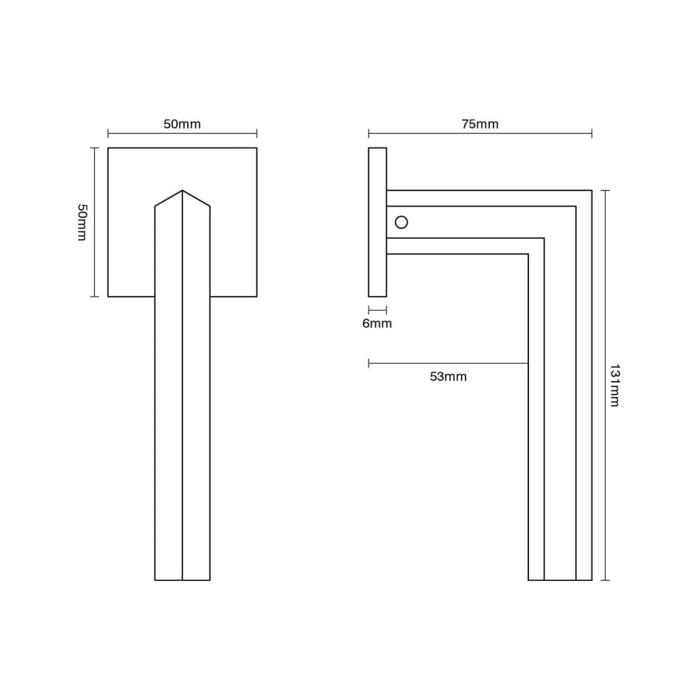 Hex Lever Door Handle on Square Rose