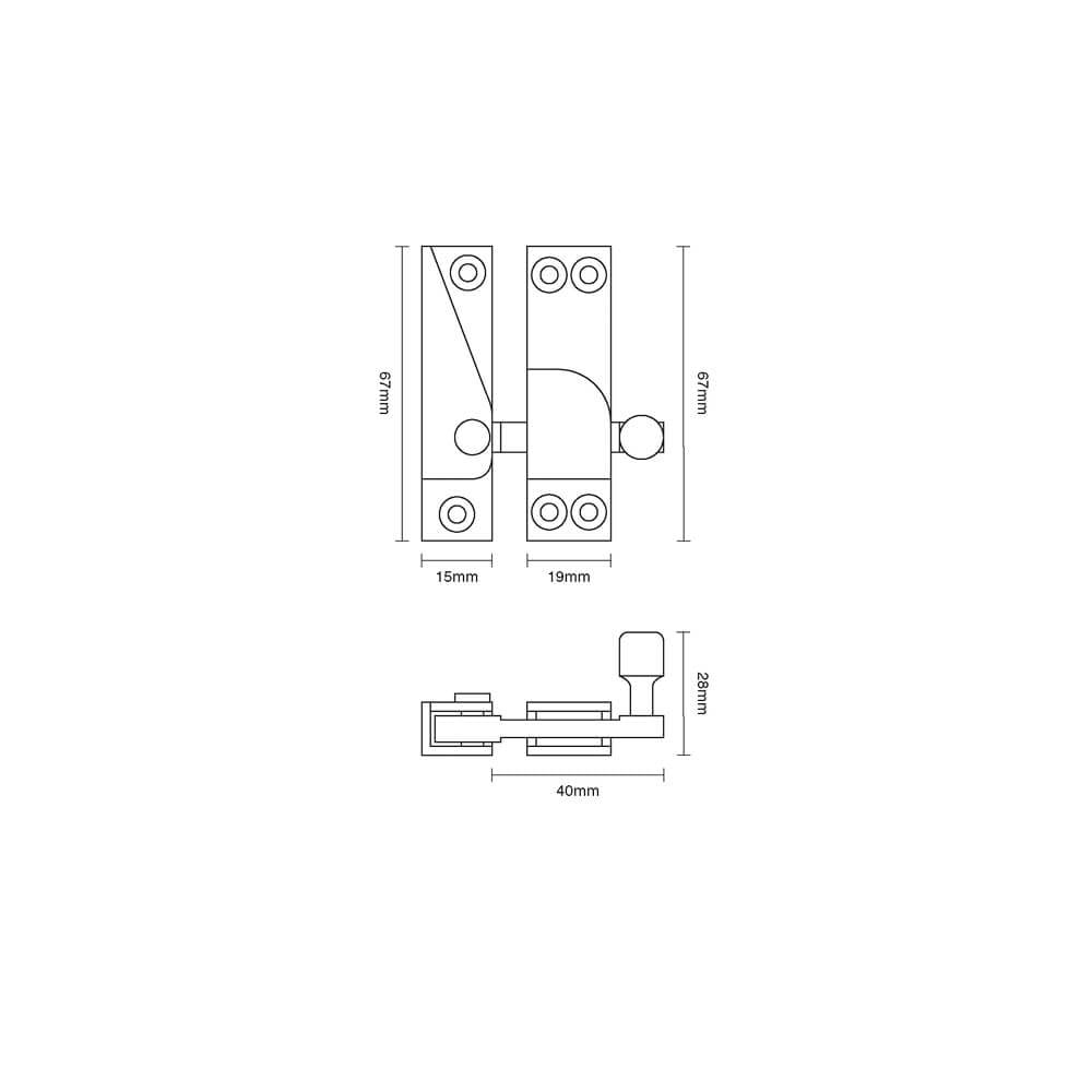 Straight Arm Narrow Sash Fastener