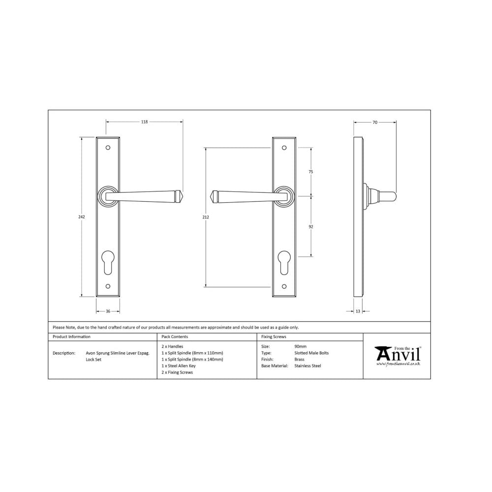 Avon Marine Stainless Espagnolette Lock Set