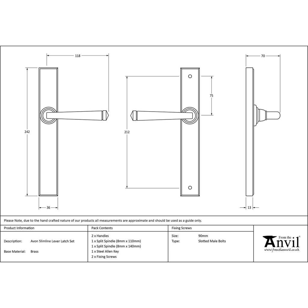 Avon Aged Brass Espagnolette Lock Set