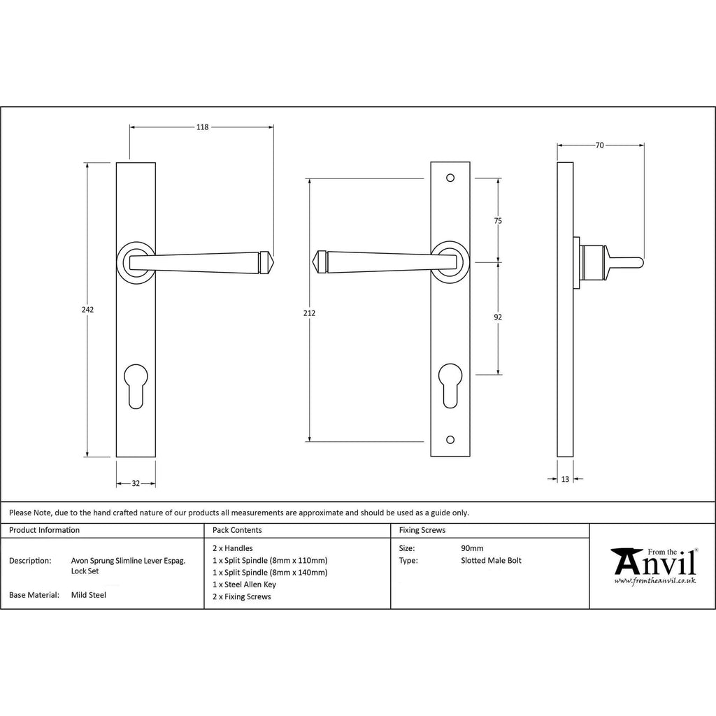 Avon Pewter Espagnolette Lock Set