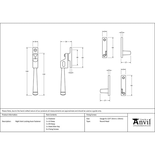 Aged Brass Avon Night Vent Fastener