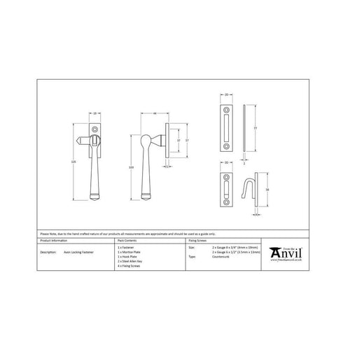Aged Brass Avon Locking Casement Fastener
